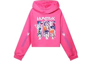Generisch Kpop D-emoms H-unters Hoodie Niña Crop K-pop Sudadera con Capucha Cuello Alto Manga Larga Suéter Suéter Holgado Cómoda Sudadera para Otoño Invierno Ropa de Calle Tops