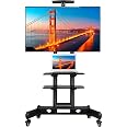 Support TV Mobile Yaheetech – Universel 32 à 75" – 3 étagères, Roulettes Et Hauteur Réglable