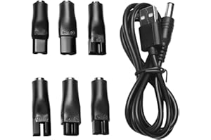 Ohling Cable de Alimentación USB de 5V, Cable de Carga para Afeitadora, 6 Unidades de Cargador, Adaptador de Fuente de Alimentación de Repuesto, Compatible con Maquinilla de Afeitar Re-mington Bra-un