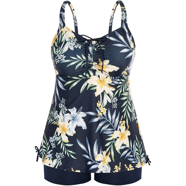 Tankini Due Pezzi Push-up Per Donna Taglie Forti, Vita Alta Con Pantaloncino, Controllo Pancia, Per Nuoto E Estate
