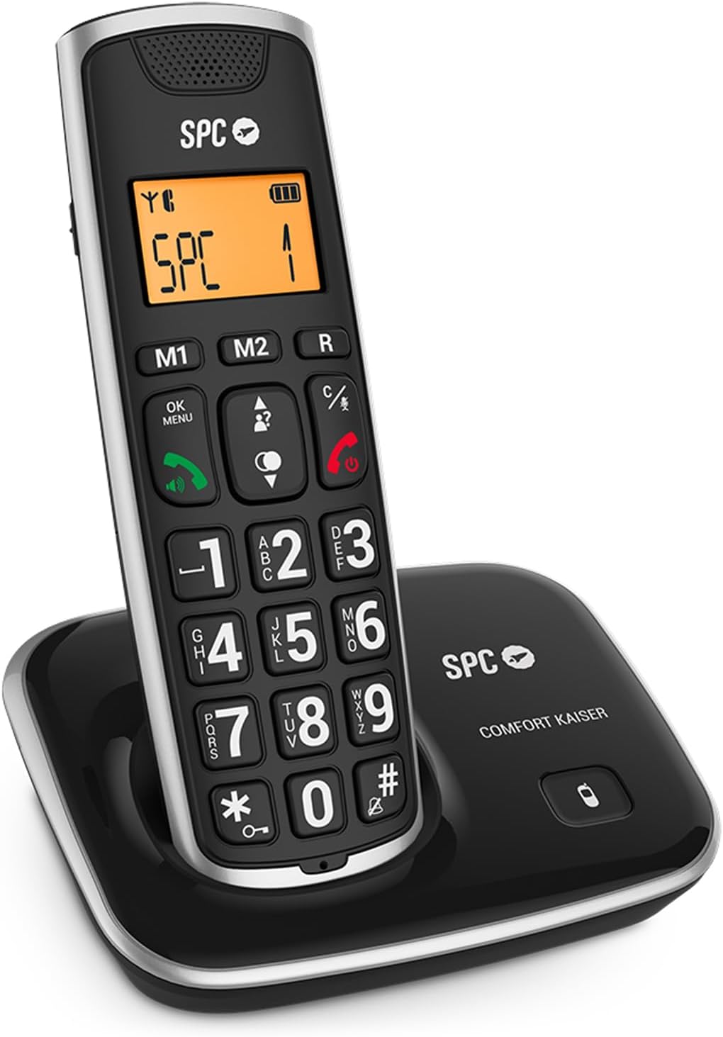 SPC Comfort Kaiser – Teléfono Fijo inalámbrico para Mayores con Teclas y Números tamaño XL, Sonido Extramplificado, 2 Memorias Directas, Agenda y Manos Libres
