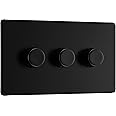 BG Electrical Intelligent Triple Wall Dimmer Switch, 2 Way, Screwless Front Plate, Premium Flatplate, Matt Black, 200W, FFB83