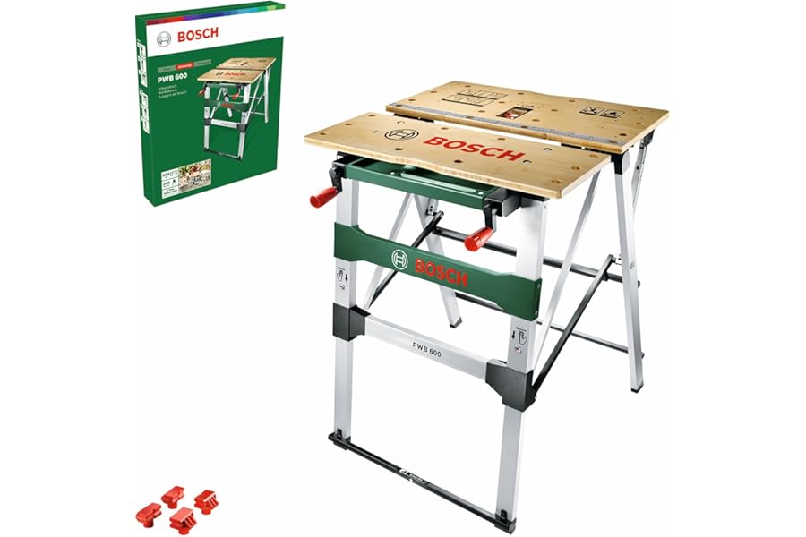 Bosch Work Bench PWB 600 (4 blade clamps, max. load capacity: 200 kg, in Carton Packaging)