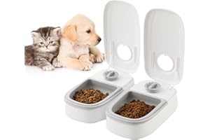 LZLUCKCOME Automatic Feeder, Pet Food Bowl for Cats, Dogs with Timer, for Dry or Semi-Wet Food, 48 Hours Timer (Double Box)