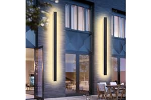 ‎AOEH Lange Wandleuchte Villa Schwarze Wasserdicht Ip65 Aluminium Acryl Außen LED für Gärten, Terrassen,Schlafzimmer Wohnzimmer Innen wandleuchte,115cm/40w,Warm light
