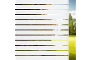 TYSIFUMU Window Films Privacy Glass Stripe Film Static Cling Privacy For All Kinds of Smooth Non-adhesive Glass Surface Window Sticker (white, 30x200cm)
