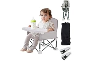 Cartlant Folding Toddler Camping Chair, Portable Travel Baby Seat, Outdoor Safe Sitting Support, 6 Months Up, Dining Booster Seat Garden Picnic High Chair, Removable Feeding Tray, Easy Carry Bag