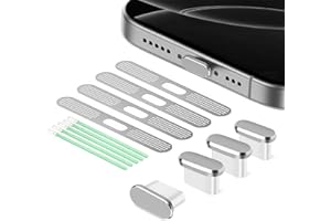 BelleVive 8er-Pack USB-C-Staubschutzstecker, Typ-C-Ladeanschlusssteckerabdeckung, Ohrhörer-Lautsprechernetz, staubdichte Klebeabdeckung, für iPhone 16/iPhone 15, Silber2