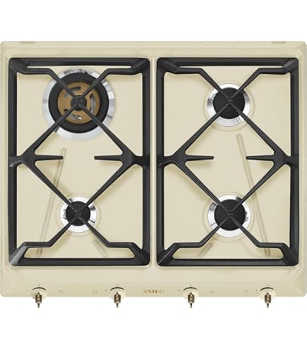 SMEG SRV896AOGH Table de Cuisson Gaz 90CM 5FUOCHI Grilles En Fonte