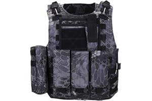 QHIU Gilet Tactique Camouflage Militaire Assaut Combat Protection Molle Veste pour Airsoft Paintball CS Sports de Plein air
