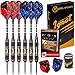 Produktbild IgnatGames Dartpfeile mit Stahl-Spitze - Professionelles Dartset mit Aluminium Shafts und 2 Style Flights + Dart Spitzer + Box - Steel Tip Darts (6 Black Furry)