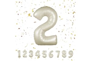 MACLUNAR Ballons Chiffre de 2 ans - 101 CM Beige Ballon Anniversaire Décoration d'anniversaire Ballon Helium Anniversaire Ans Deco Anniversaire