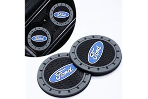 YALUGA 2PCS Car Cup Holder Coasters, Silicone Coasters Non-Slip Vehicle Mats for Interior Accessories, Work with Ford Fusion F150 F250 F350 F450 F550 Mustang Explorer Edge, 2.75'', White