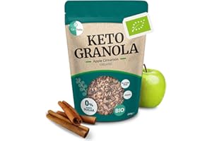 Go-Keto BIO Keto Granola Apple Cinnamon 290g - Low Carb Keto Muesli per una deliziosa colazione keto, con scaglie di cocco, noci, frutta, semi di girasole e semi di zucca, vegan, senza glutine