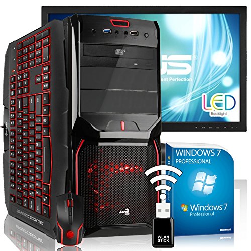 AGANDO Silent Gaming PC-Komplettpaket | AMD FX-8320 8x 3.5GHz | GeForce GTX1050 Ti 4GB | 16GB RAM | 240GB SSD | 1000GB HDD | DVD-RW | USB3.0 | 55cm (22") TFT | Gaming-Tastatur | Gaming-Maus | WLAN | Win 7 Pro | 36 Monate Garantie | Computer für Multimedia, Gaming, Büro/Office