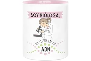 LA MENTE ES MARAVILLOSA - Taza de Cerámica con Frase |Soy Bióloga, lo Llevo en Mi ADN| 330 ml Regalo Original para una Persona Especial, Taza de Café y Té