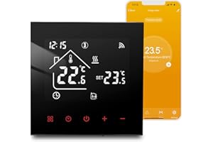 VACONOFF Thermostat Intelligent Thermostat Chaudiere Gaz, Thermostat Chauffage Connecté Programmable WiFi Chambre Thermostat Compatible avec Alexa Et Google Assistant, Écran Tactile Numérique Noir 3A