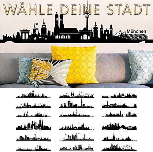 Grandora W5156 Wall Decal Skyline Cities to choose 1m Length black - Barcelona Höhe: 27cm