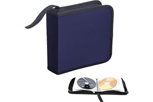 STOUCLA Borsa per CD, Custodia Blu per Dischi CD Dvd per 40 Dischi, Custodia per CD per Auto e casa