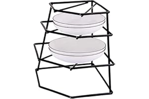 Greenfields Kitchen 4 Tier Corner Plate Rack Heavy Duty Kitchen Cupboard Storage Shelf Organiser Space Saving Dish Rack Stand for Plates Bowls Dishes Compact Countertop Cabinet Organiser