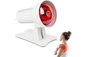 PORFOYO Lampada a luce rossa da 150 W, lampada a infrarossi, lampada a luce rossa, lampada a luce rossa per il calore rilassante, allentamento e benessere generale, regolabile per l'affaticamento muscolare