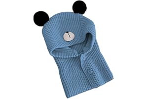 Rayson Cappello Bambino Invernale e Scaldacollo Caldo a Maglia Sciarpa e Berretto Bambina con Orecchie Passamontagna Bambino Cotone Leggero con Bottoni