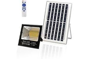 Vicyol S&D Foco Proyector LED Solar, Luz Solar Exterior de 100W, Iluminación de seguridad IP67 Luz 4000K, Foco 353 LED con Panel Solar para Patio, Jardín, Garaje. 8Ah. Impermeable.