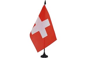 AZ FLAG Drapeau de Table Suisse 21x14cm - Petit Drapeaux DE Bureau helvétique 14 x 21 cm