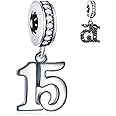 GLOWDAS 10 to 25 28 30 31 33 35 36 40 45 50 55 60 65 70 75 80 Birthday Charms, fits European Anniversary Bracelet/Necklace, 925 Sterling Silver Number Pendant Beads, Gifts for Lover/Family/Friends
