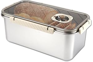 Gachiwar - Caja de pan de acero inoxidable para encimera de cocina, recipiente hermético con tapa para guardar pan casero, panecillos, panecillos y pasteles