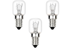 Unikeen 3pcs E14 25W Bombillas para Horno Resistente a 300° grados Blanca Cálida 2700K AC 220-240V T22 Edison Bombillas de Rosca para Horno Microondas Lámpara de Sal Frigorifico Nevera
