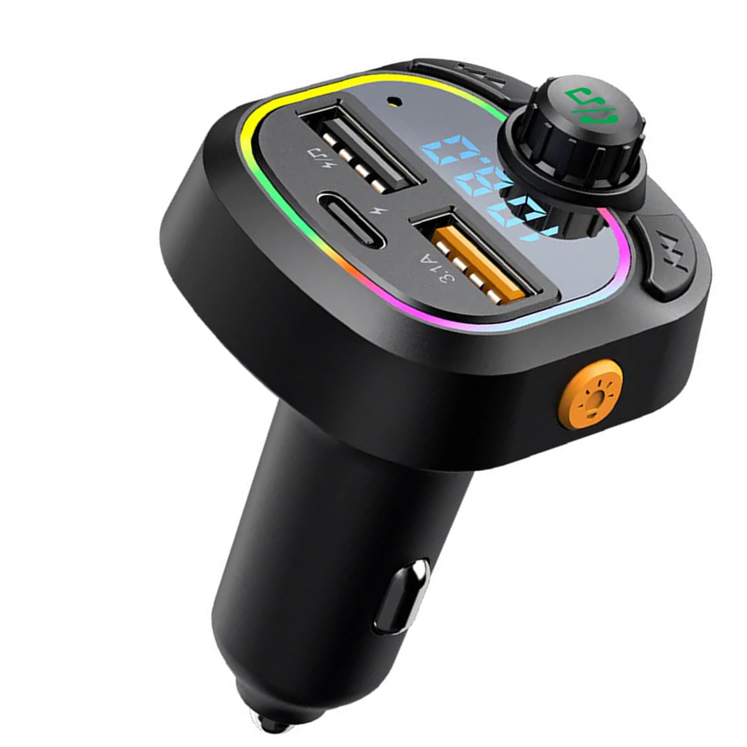 Woscher AUTO 10 POR-320, Bluetooth - FM Transmitter in-Car Radio Adapter for Hands-Free Calling, Music Streaming, Micro SD + USB Music, 3.4A Dual USB Fast Charger, Supports All Smartphones (Black)