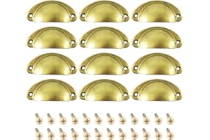 CEEYSEE 12 Pezzi Maniglie per Mobili 81mm * 35mm Pomelli per Mobili Vintage Cucina Cassetti Maniglie Shell Coppa Semicerchio Pull Pomelli con Viti per Porte Armadio Pomello (YLSHUG)