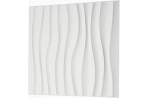 NOVECRAFTO Dekorative Wandpaneele Strukturierte Wandfliesen Wellen Design Weiß 12 Blatt Set | 3 qm | 32,29 m² | Wandverkleidung 3D Effekt Wanddekoration PVC Paneele Wandverkleidung 3D Wandpaneel