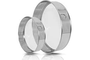 Gsakskdsap 2 Piezas Tamizador de Harina, Colador de Harina, Tamiz de Repostería, Tamizador Acero Inoxidable Profesional Redondo, Juego colador Fino 15/20 cm, Malla Filtro AzúCar para Hornear