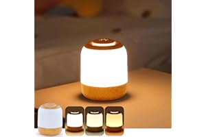 Haotao Eye Caring Bedside Lamp, USB Rechargeable Night Light for Baby Nursing/Sleeping Aid, 3-Way Dimmable Warm/Cold Light, Small Touch Control, Perfect for Kids' Bedroom