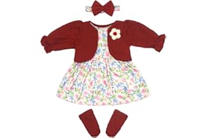ZWOOS Vestiti per Bambole 50-55 cm, Cappotto Rosso con Vestito Floreale Compatibile con New Born Baby Bambole, Regali per Ragazze, Bambini
