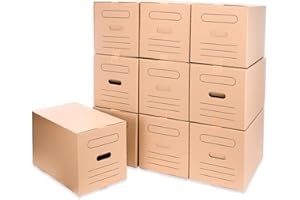 ONLY BOXES Lot de 10 boîtes en carton pour déménagement et transport avec poignées pour une manipulation facile Dimensions 50 x 30 x 30 cm Canal double