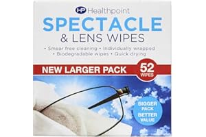ARZER Healthpoint Spectacle Wipes, Extra Value 52 Pack, 2 Packs (104 Wipes!)