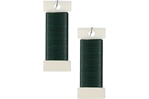 YAAVAAW 2 Rolls Green Florist Wire for Wreath Making 22 Gauge, Green Floristry Wreath Wire Floral for Christmas Wreath Supplies Flexible Paddle Crafting Garden Flower DIY Craft