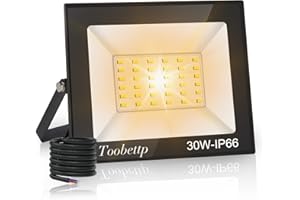 toobettp Projecteur LED Extérieur, 30W Spot LED Extérieur 3000LM Blanc Chaud 3500K Eclairage Extérieur IP66 Imperméable Super Lumineux pour Garage,Jardin,Terrasse,Parking