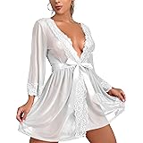 Tuopuda Camicie da Notte Intimo Donna Sexy Lingerie Babydoll in Pizzo Trasparente Pigiama Kimono Vestaglia Lace Biancheria In