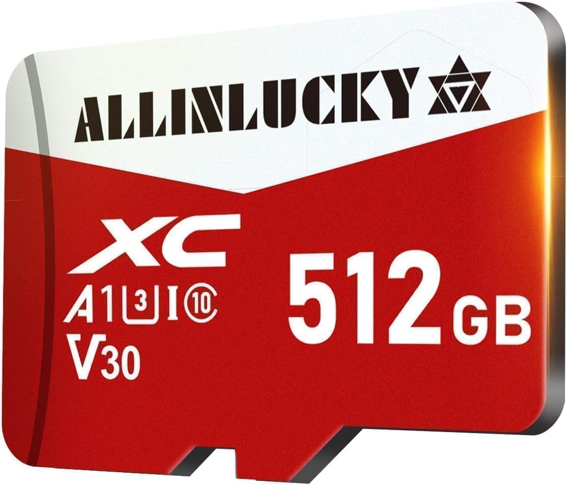 ALLINLUCKY Tarjeta Micro SD 512GB,Tarjeta de Memoria Alta Velocidad Memory Card Gran Capacidad SD Card para Cámaras, Teléfonos, Dash CAM, Tabletas