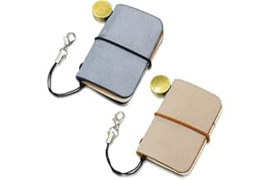 Yitexin 2 Pack 1.9’’x1.3’’in (4.8x3.2cm) Miniature Travelers Notebook, Handmade Tiny Leather Travels Notebook, Vintage Mini Notebook Diary Journal, Pocket Diary (Misty Black+Misty Brown)
