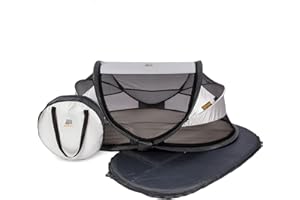 Deryan lit Parapluie Bébé avec Matelas - pour Depuis la Naissance Jusqu'à 2,5 Ans - Pop Up Tente pour Bébé Montée en 2 Secondes - Moustiquaire & Sac de Voyage Inclus - 120x75x50cm (Argent)