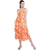PURVAJA Women’s Layered Below Knee Length Dress (Floe-022-024)