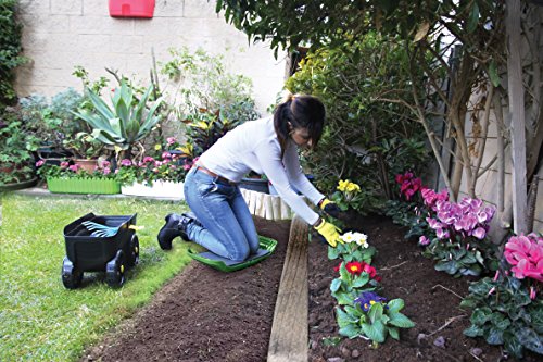 Rollbarer Gartenhocker in robuster Ausführung mit vier leichtängigen Rollen, bequemer Sitzfläche, Staufach und Unterlage zum Knien! - 2