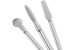 Qianyu Set di 3 punte per fresa per unghie, in lega di tungsteno, per unghie, in metallo duro, per rimuovere le cuticole, gel acrilico, testine abrasive professionali per manicure pedicure