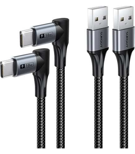 SUNGUY USB C Charger Cable, 1.5FT USB C 3.1 USB A To C Cable Braided 3.1A Fast Charging 10Gbps Data Transfer Android Auto Type C For IPhone 16/15 Pro