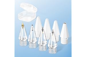 ROCKETEK Upgraded Replacement Tips for Apple Pencil 1/2/Pro/USB-C, 8PCS Mix Metal Tips Apple Pens Nibs iPencil Nibs Accessories for all generation, Supports Tilt/Pressure Sensitivity with Box for Draw & Write